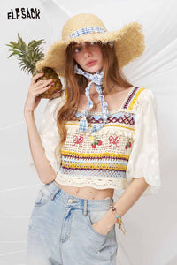 Top corto de punto de ganchillo dulce