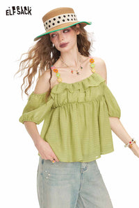 Top de hombros descubiertos con tirantes finos de flores