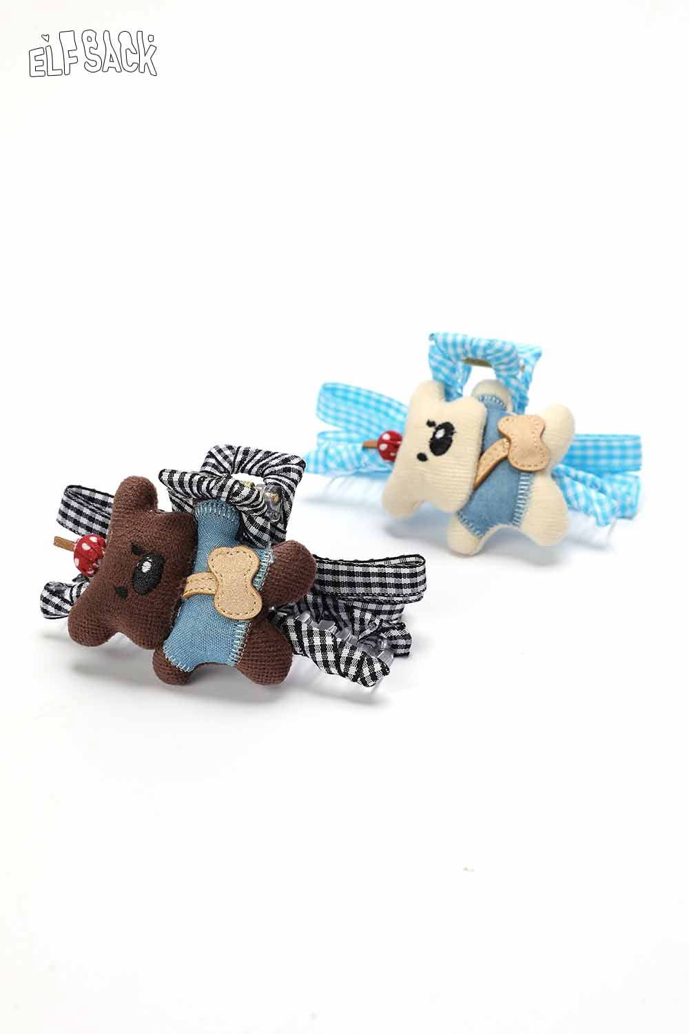 Cute ELFSACK teddy bear hair clip set with playful designs and vibrant colors