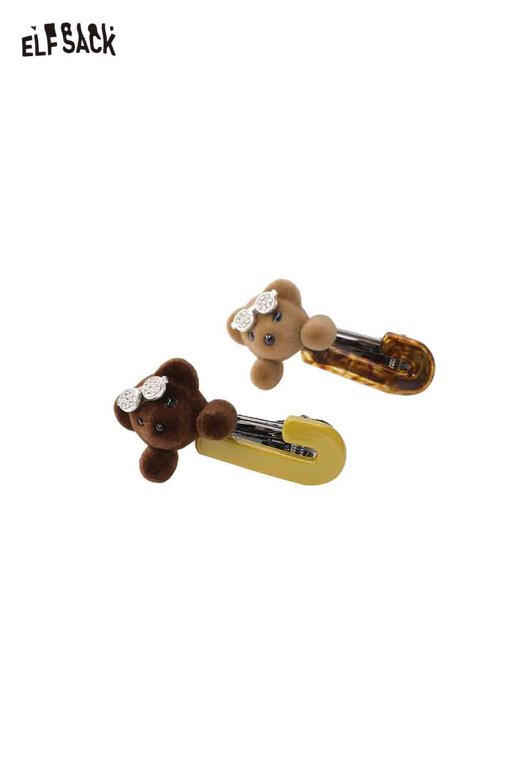 ELFSACK teddy bear hair clips featuring cute bear designs with decorative bows for stylish hair accessories