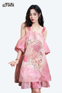 Tie-Dye Jacquard Halter Off Shoulder Midi Dress