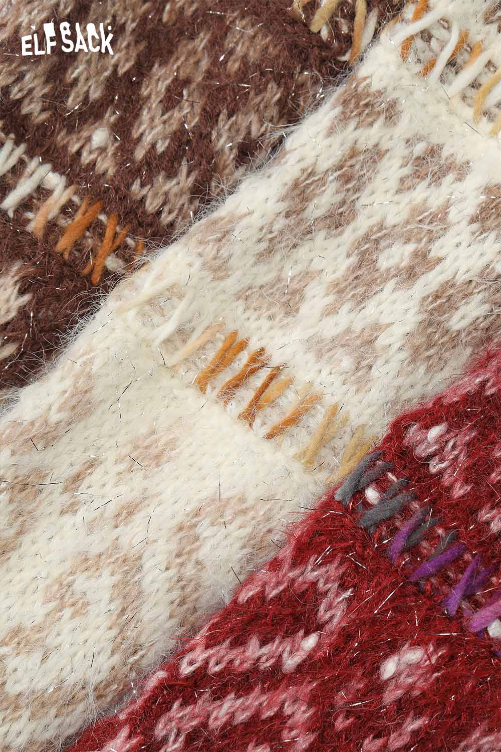 ELFSACK trendy cropped glitter sweater featuring a multicolor knit design for a stylish look