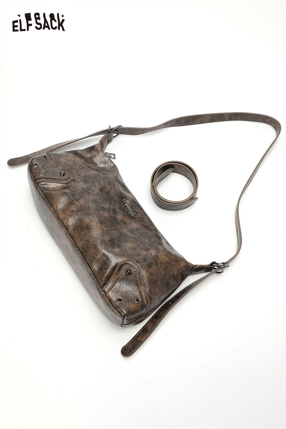 ELFSACK vegan leather 90s shoulder bag with adjustable strap and unique textured finish
