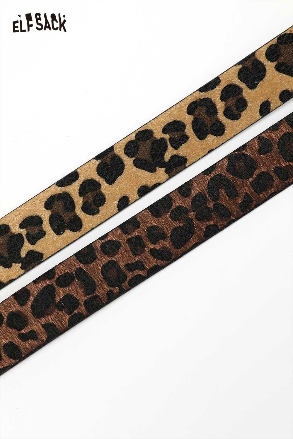 ELFSACK vegan suede animal print belt in two styles featuring leopard patterns