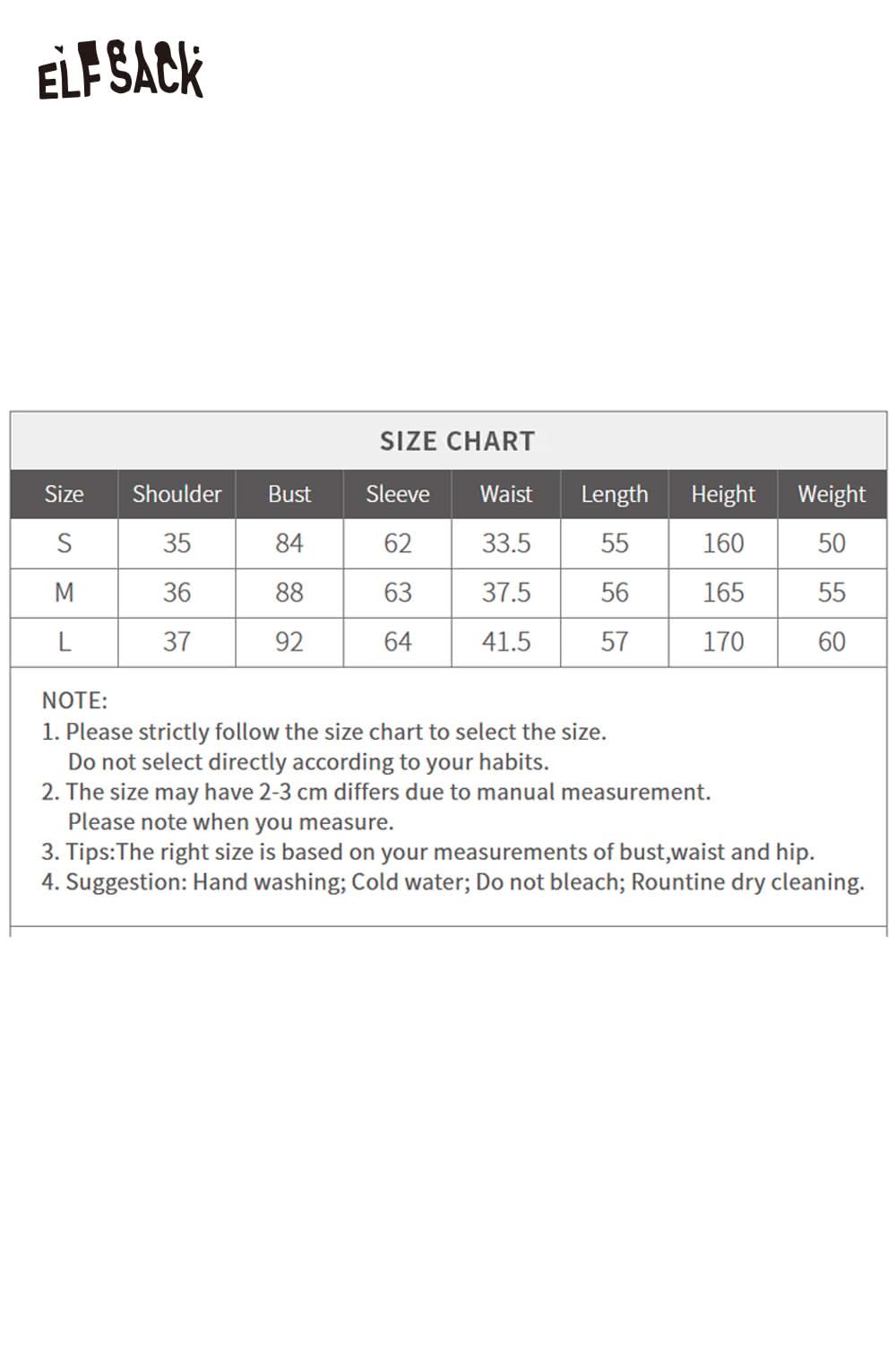 ELFSACK women's contrast lace knit top for women with detailed size chart information