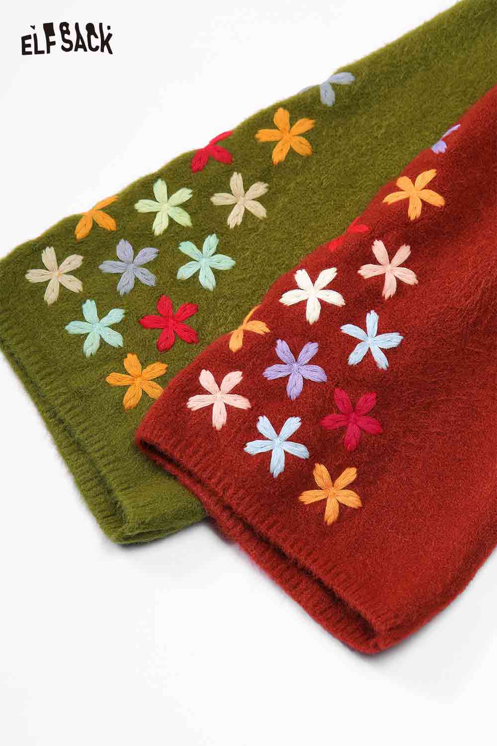 
                  
                    ELFSACK cropped floral sleeve sweater with colorful flower embroidery on soft fabric
                  
                