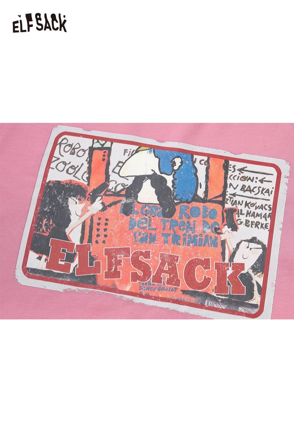 ELFSACK Vintage Cartoon Print Cropped Tee