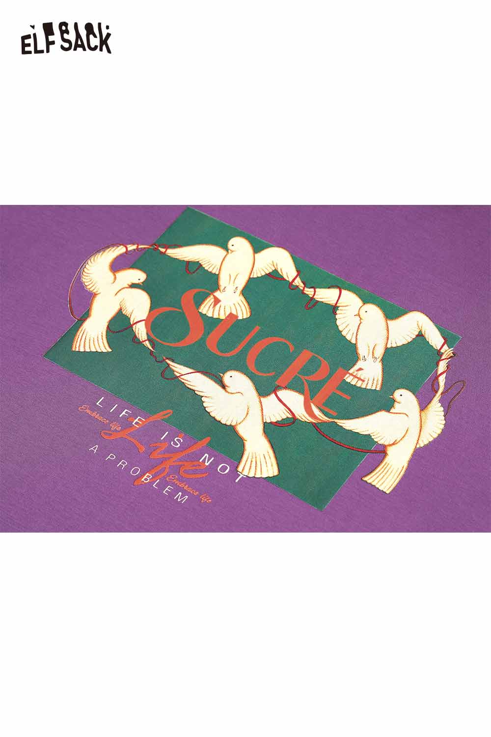 ELFSACK Vintage Casual Cotton Print Short Sleeve T-Shirt
