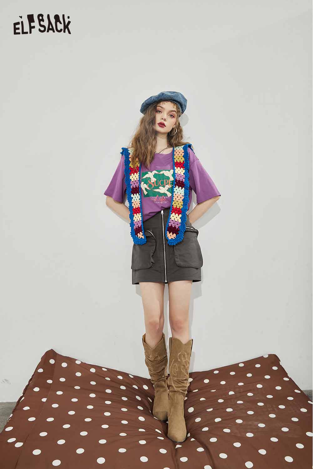 ELFSACK Vintage Casual Cotton Print Short Sleeve T-Shirt