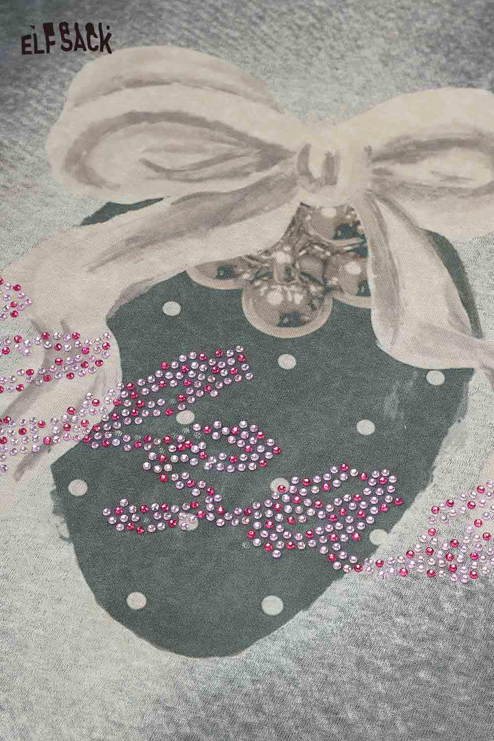 ELFSACK Vintage Casual Strawberry Print Crewneck Short Sleeve T-Shirt