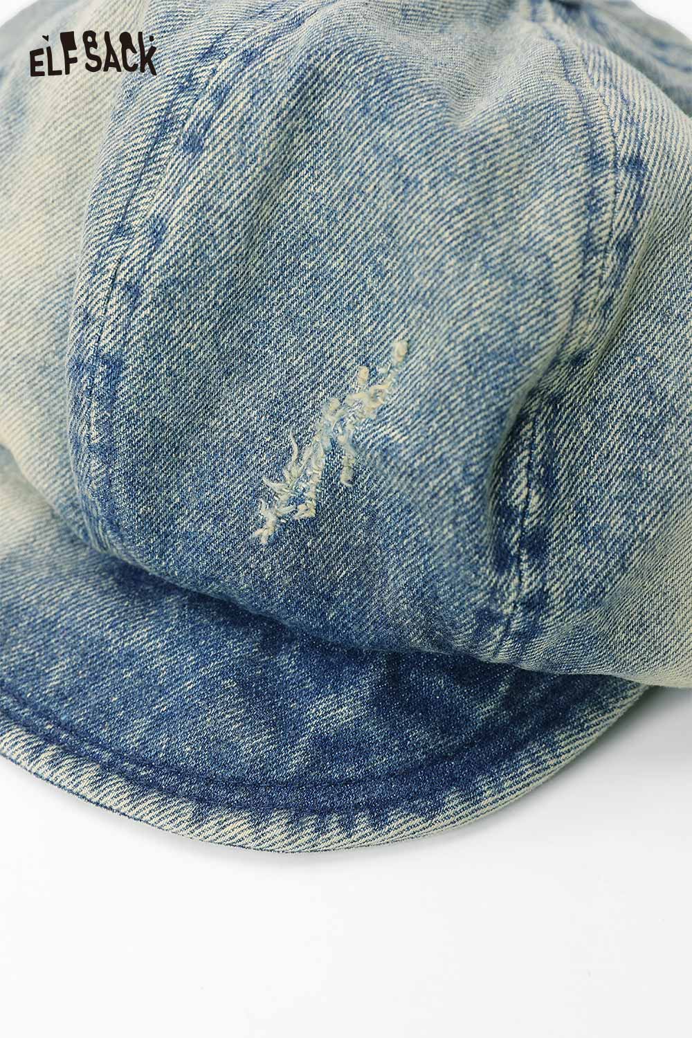 ELFSACK Vintage Streetwear Denim Cap with Retro Washed Style