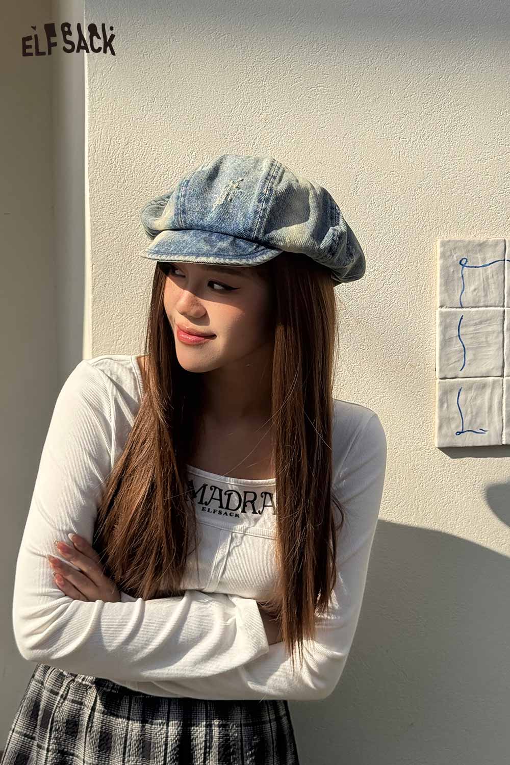 ELFSACK Vintage Streetwear Denim Cap with Retro Washed Style