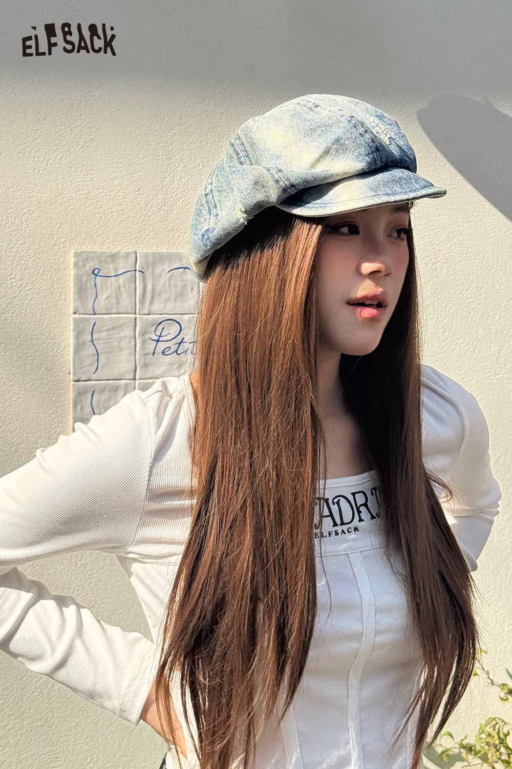 ELFSACK Vintage Streetwear Denim Cap with Retro Washed Style
