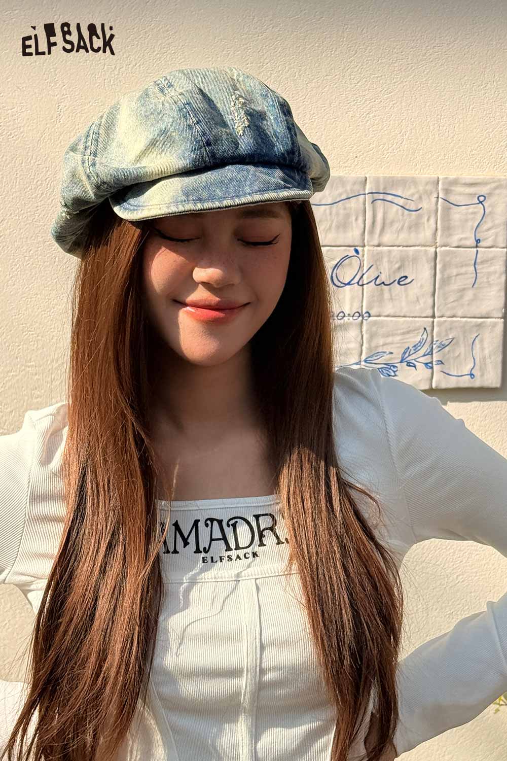 ELFSACK Vintage Streetwear Denim Cap with Retro Washed Style