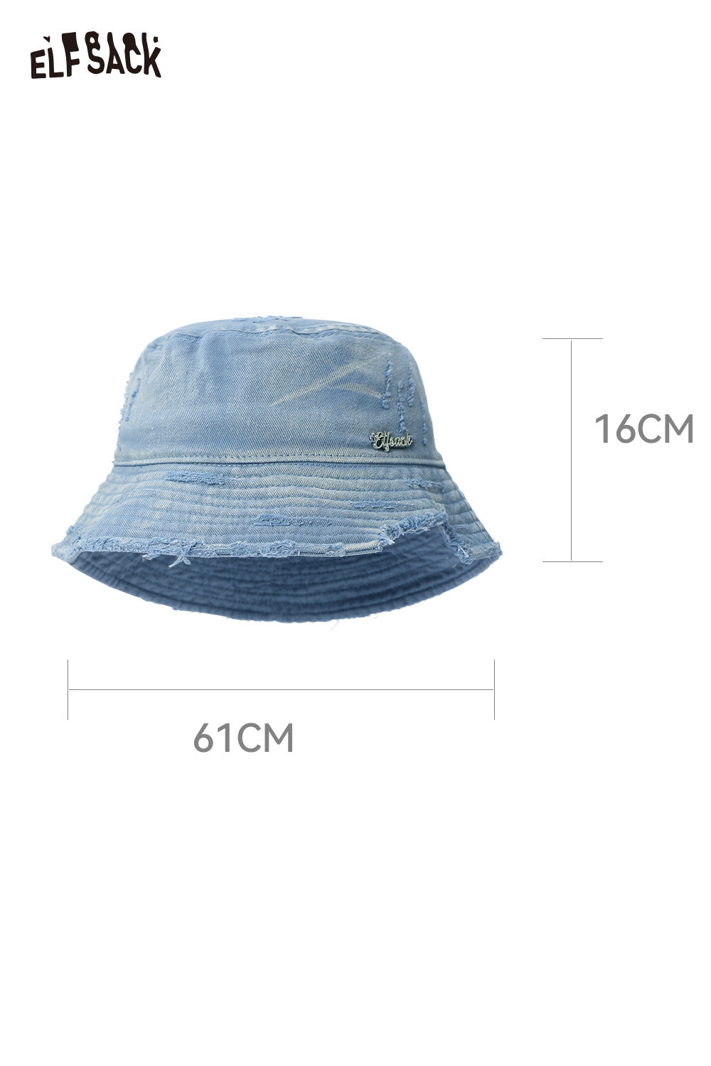 ELFSACK Vintage Denim Raw-Edge Sun Visor Fisherman Hat