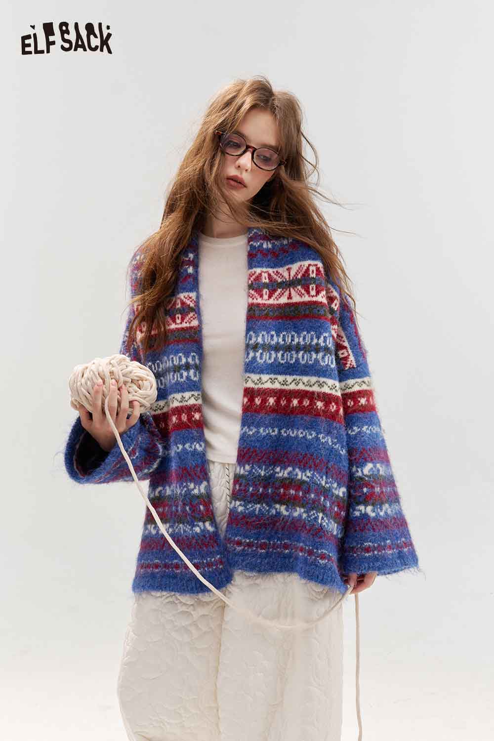 Vintage Fair Isle Loose Knit Cardigan