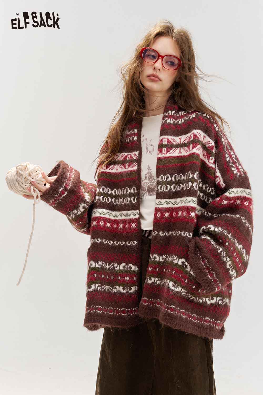 Vintage Fair Isle Loose Knit Cardigan