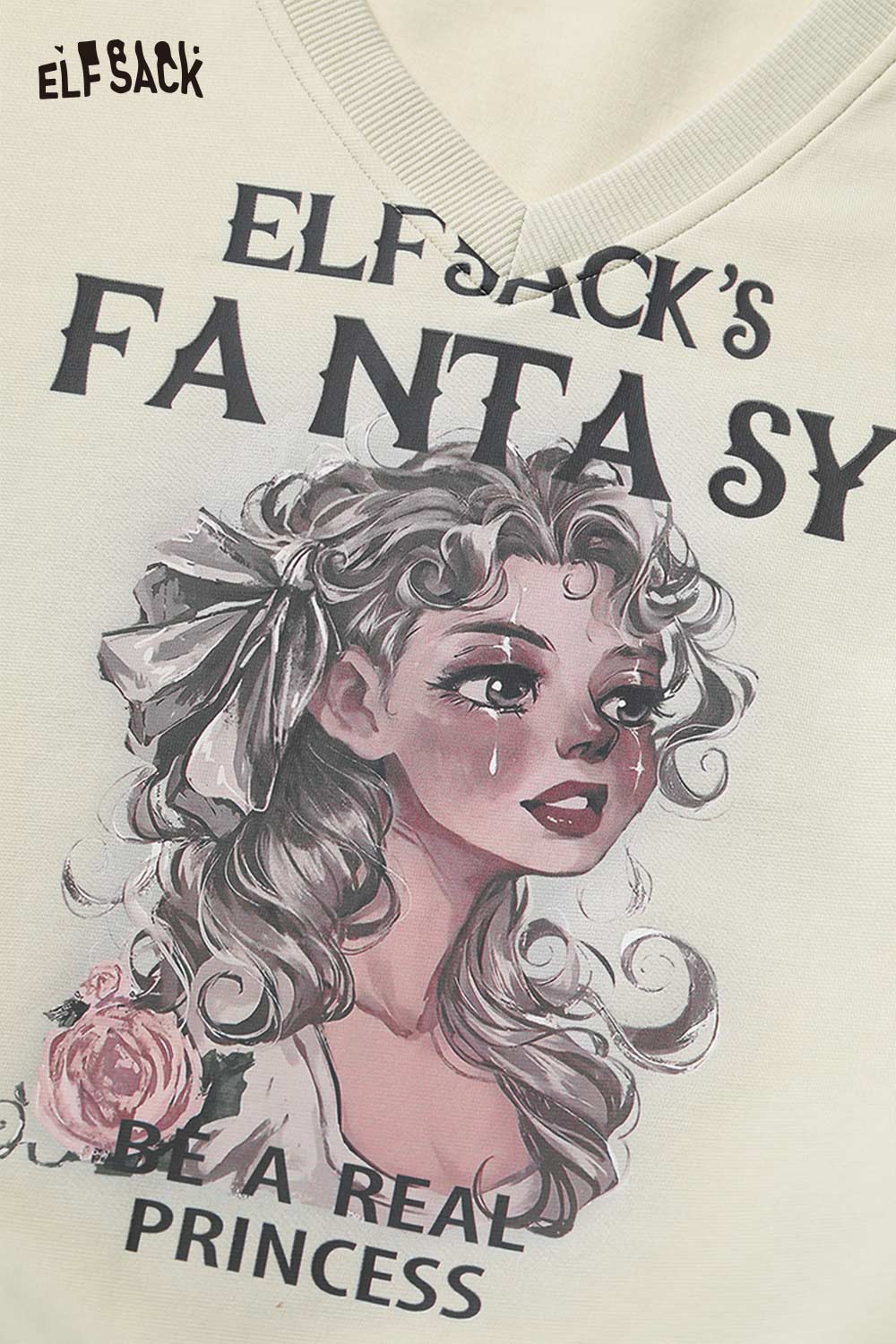 ELFSACK Vintage Floral Girl Print Sweatshirt Skirt Set