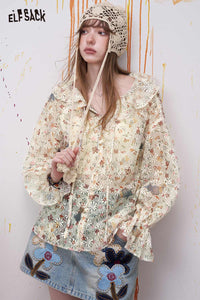 Vintage Floral Star Chiffon Blouse
