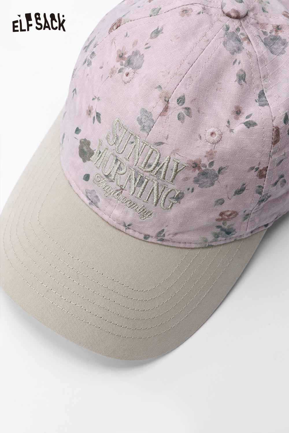 ELFSACK Vintage Floral Sunday Morning Embroidered Washed Cotton Cap
