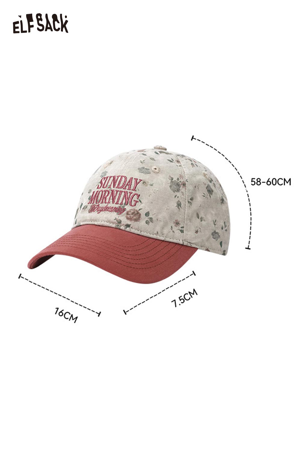 ELFSACK Vintage Floral Sunday Morning Embroidered Washed Cotton Cap