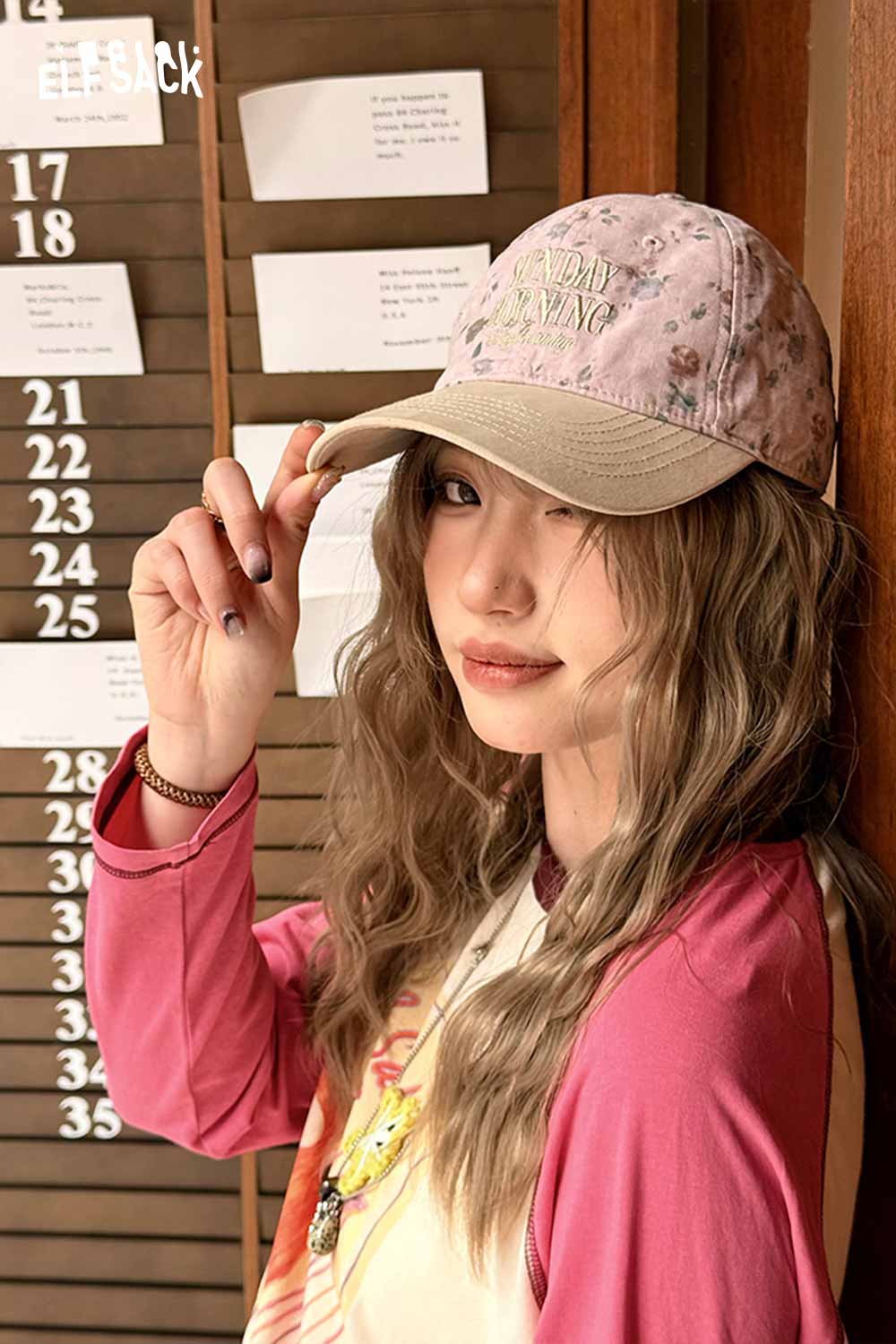 ELFSACK Vintage Floral Sunday Morning Embroidered Washed Cotton Cap