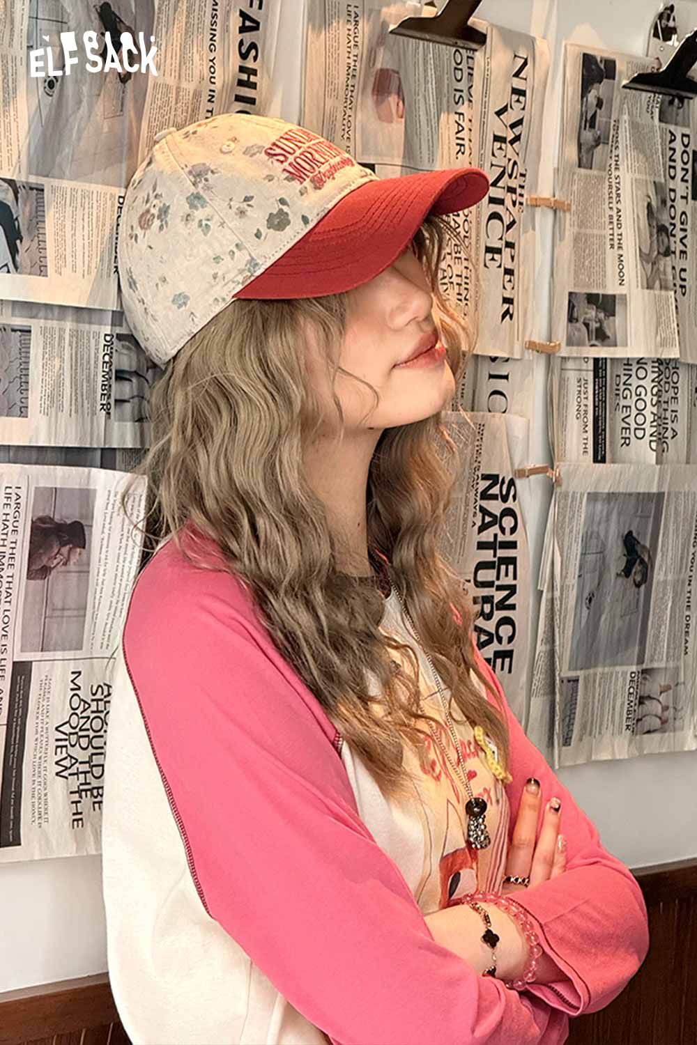 ELFSACK Vintage Floral Sunday Morning Embroidered Washed Cotton Cap