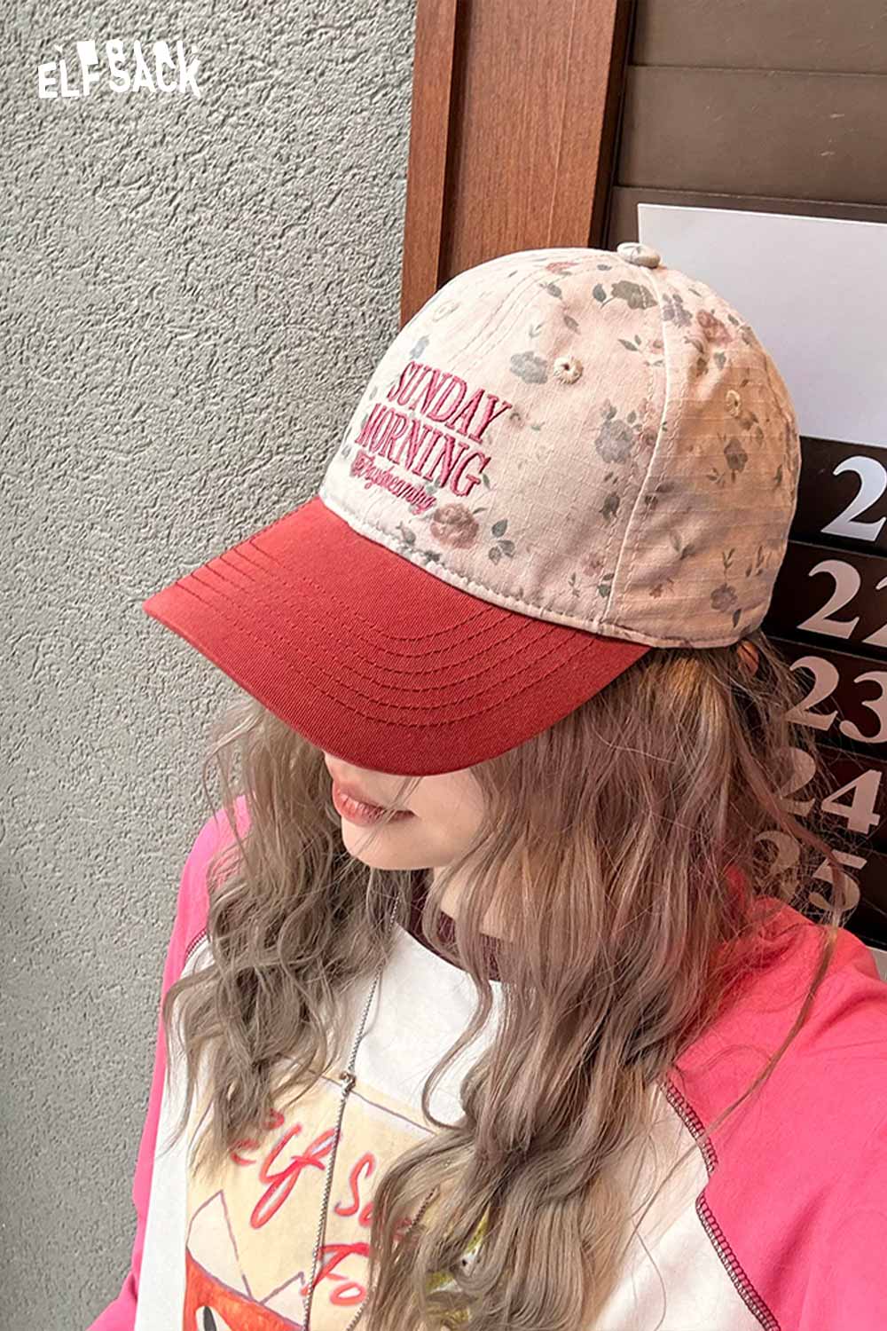 ELFSACK Vintage Floral Sunday Morning Embroidered Washed Cotton Cap