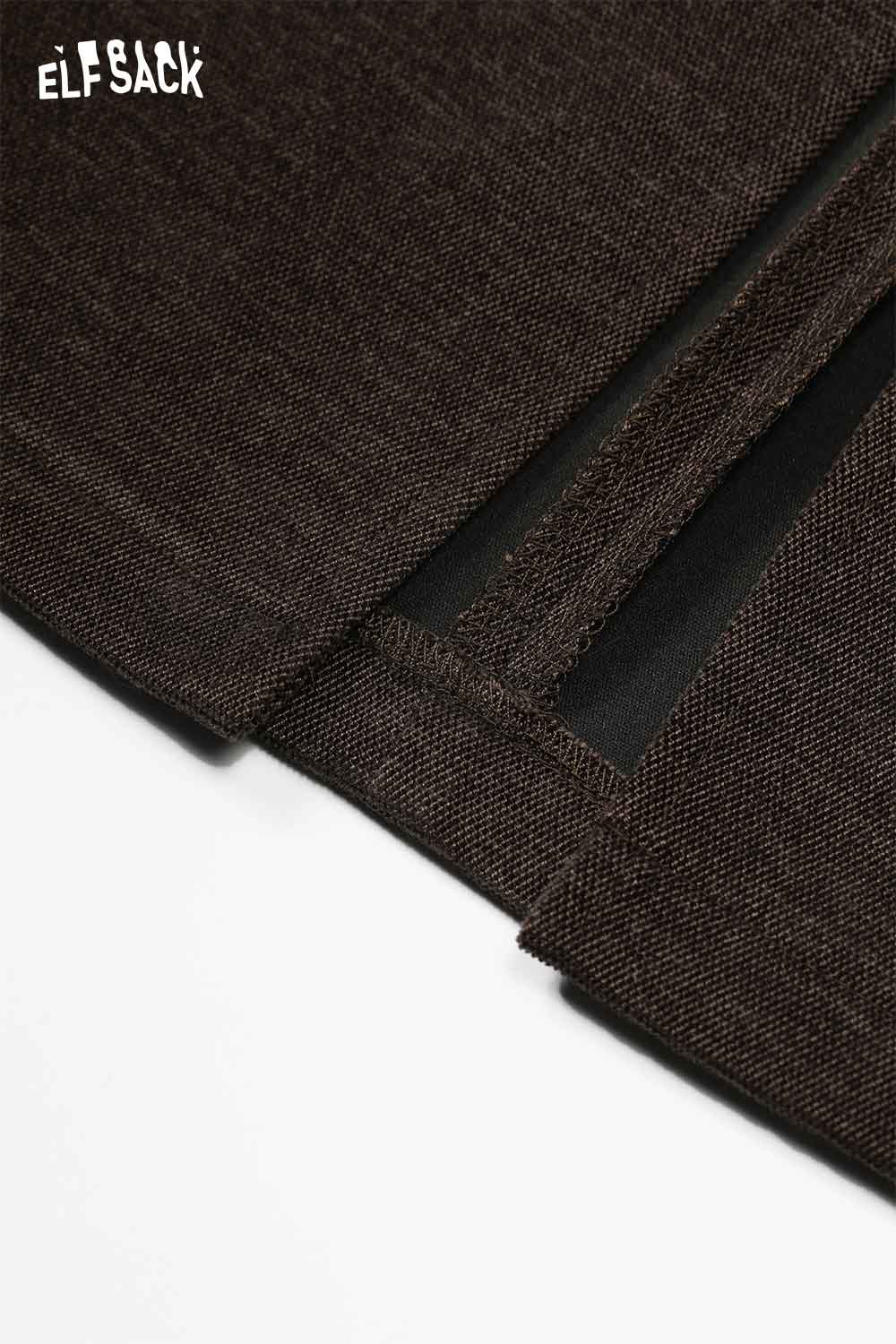ELFSACK Vintage High Waist Patchwork Chenille Long Skirt