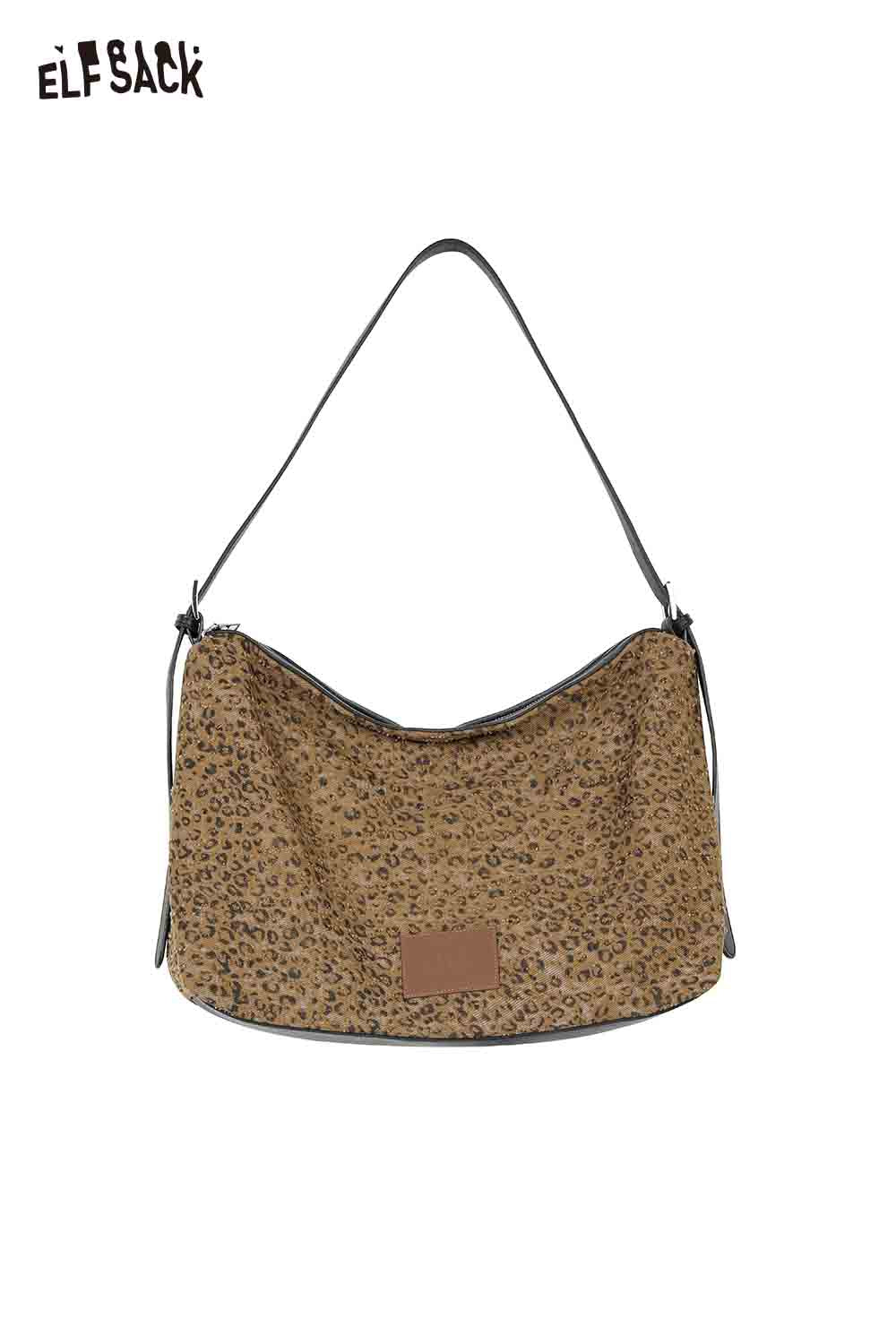 ELFSACK vintage leopard shoulder bag with a chic, relaxed design for stylish everyday use