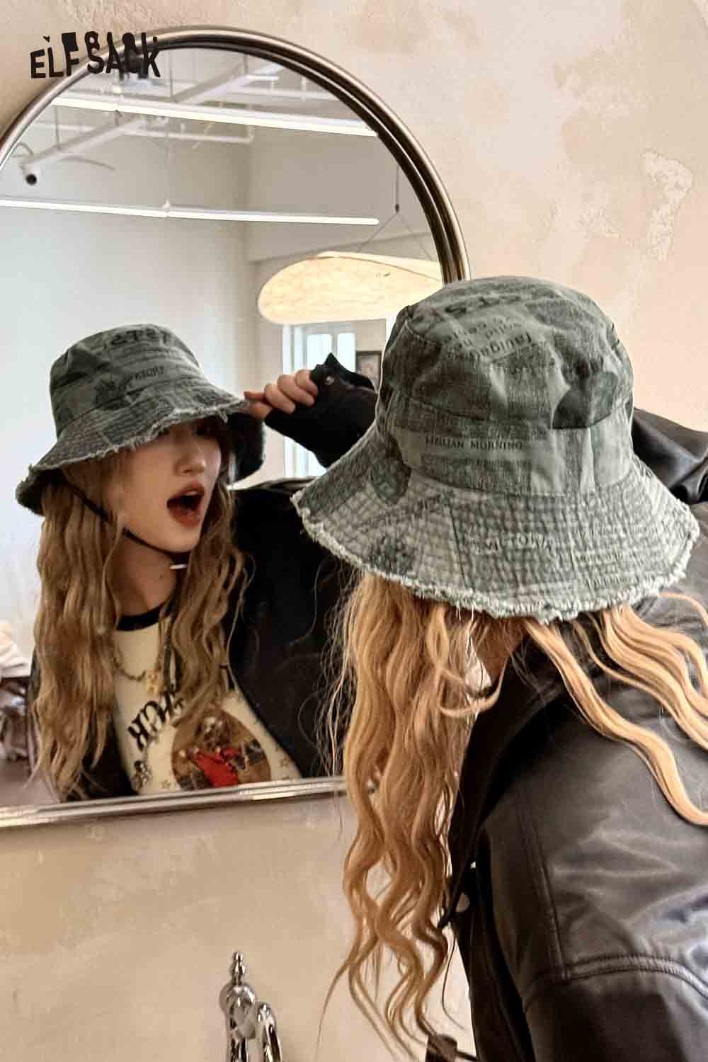 ELFSACK Vintage Newspaper Print Bucket Hat