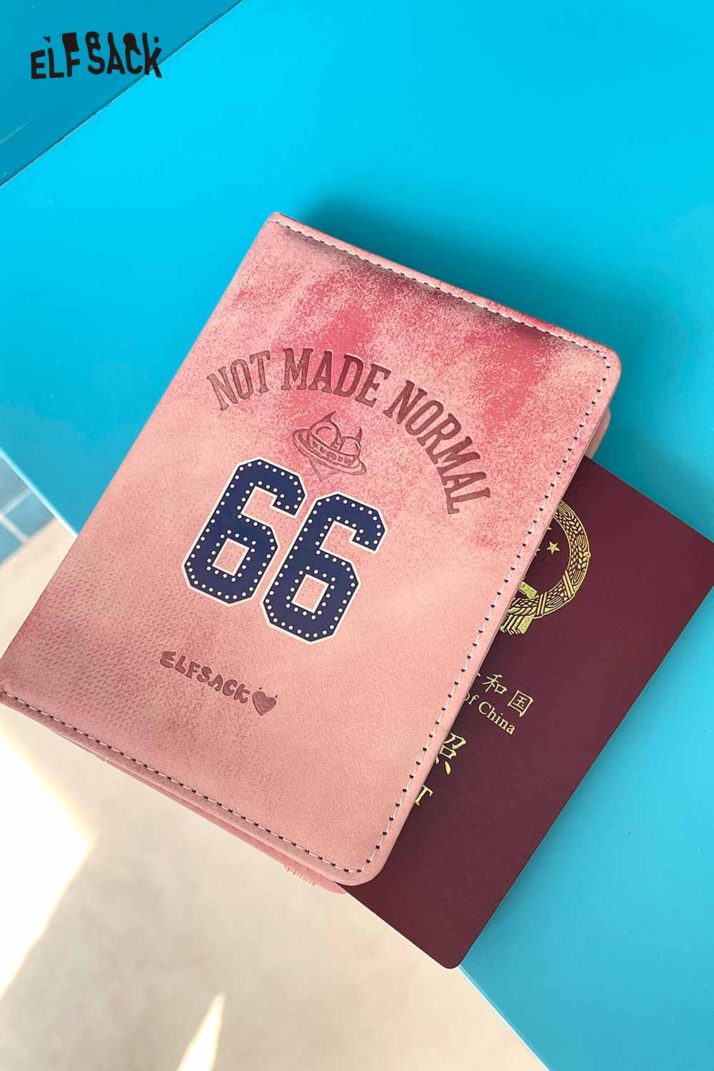 ELFSACK Vintage Number 66 Leather Passport Cover