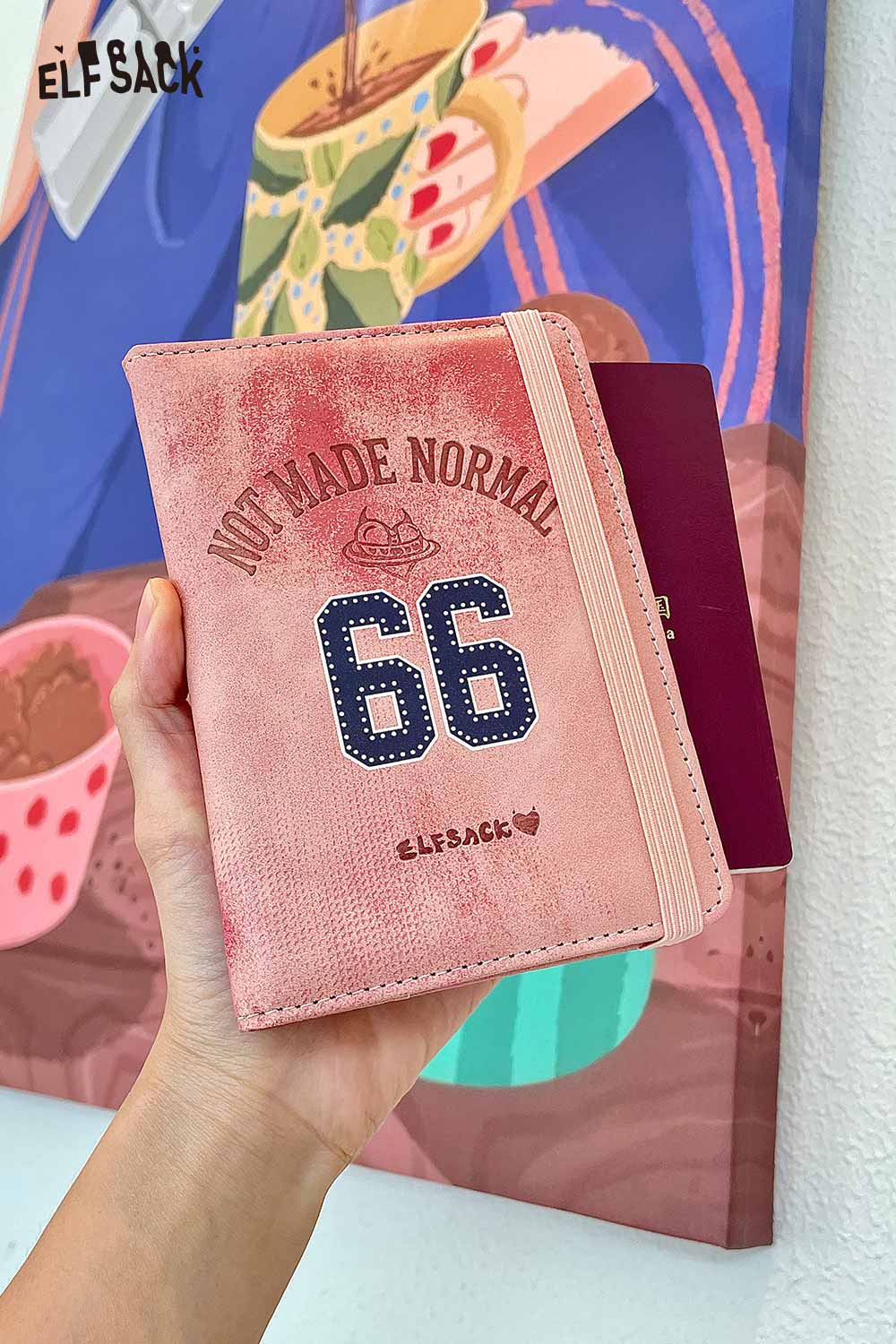 ELFSACK Vintage Number 66 Leather Passport Cover
