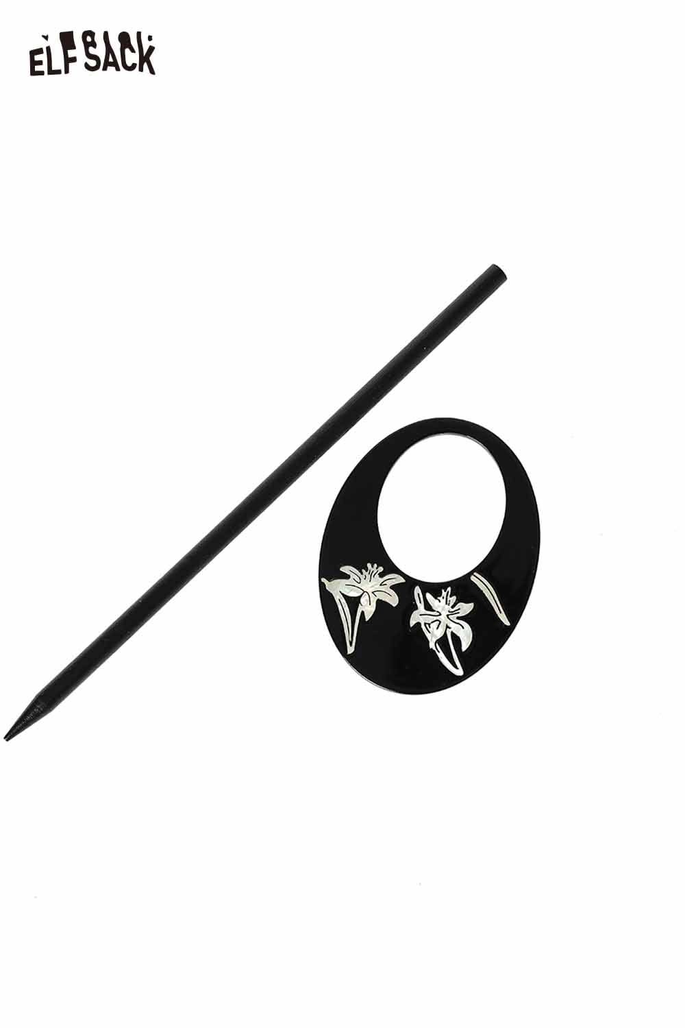 Vintage orchid hairpin in black with floral design for elegant hairstyles and special occasions