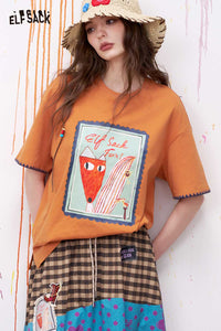 Vintage Poster Print Graphic Tee with Fox Motif