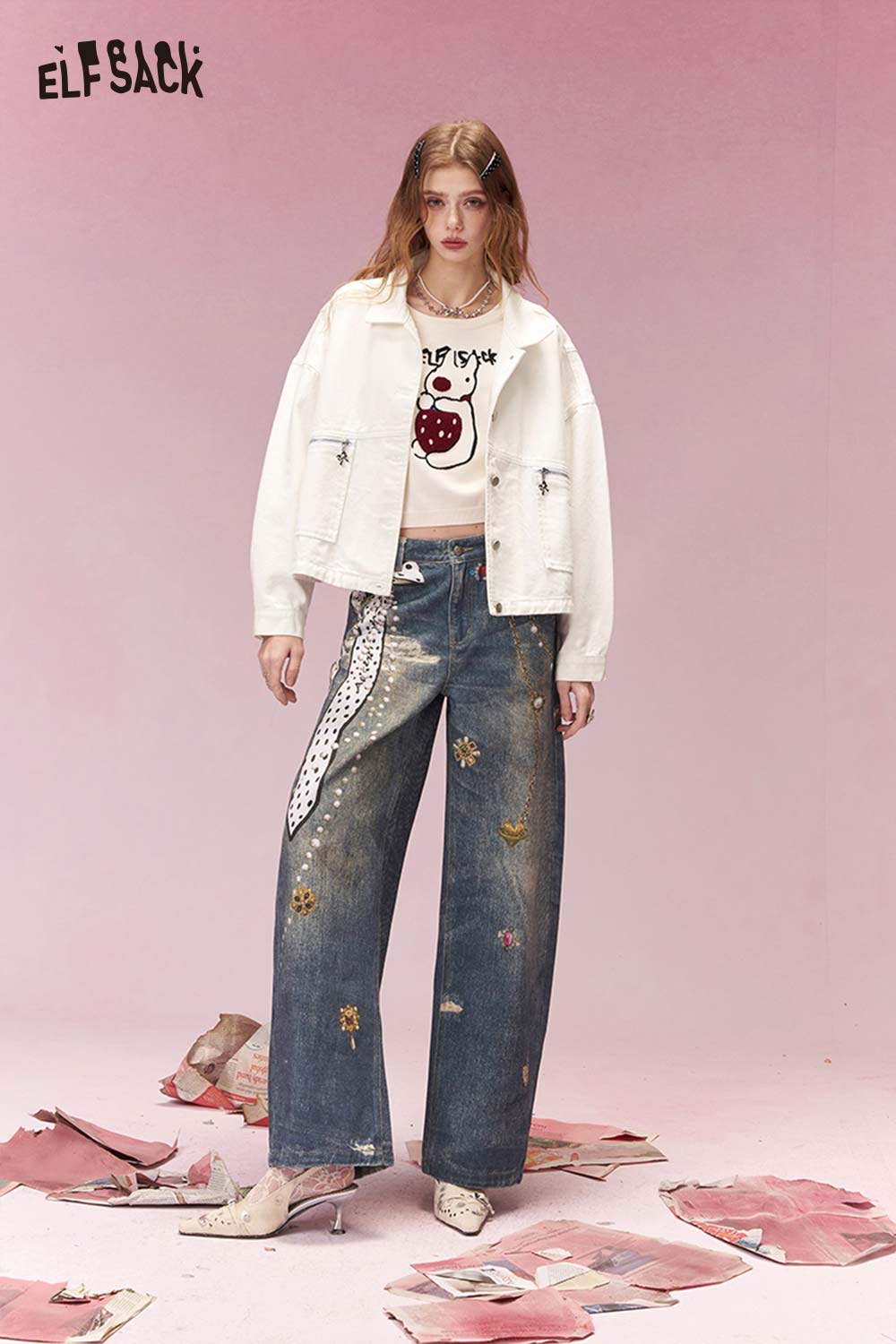 ELFSACK Streetwear Casual Oversized Jacket with Vintage Style