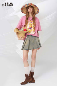 Vintage Washed Denim Mini Skirt