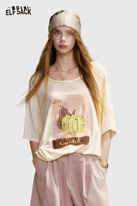 ELFSACK Watercolor Pumpkin Print Heather Tee