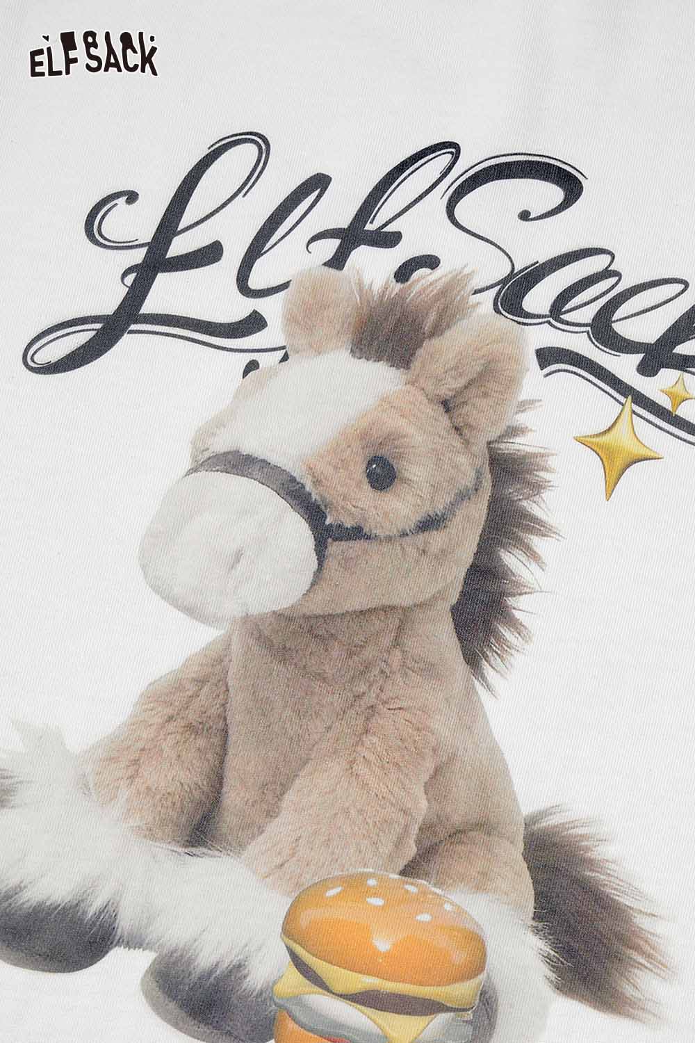 ELFSACK whimsical doll pony print t-shirt featuring a cute pony design and fun graphics