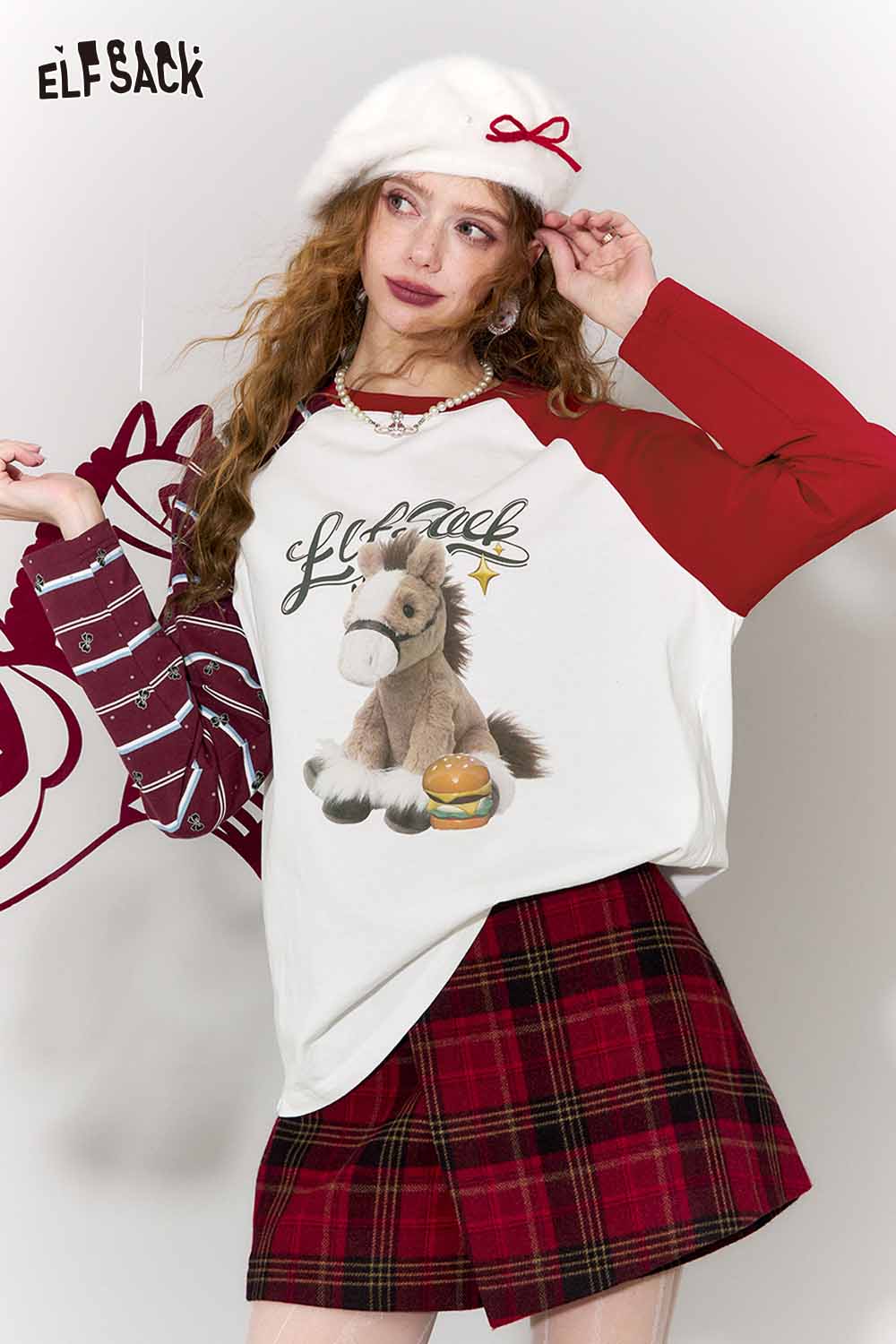 ELFSACK whimsical doll pony print t-shirt featuring a cute horse design and fun colors