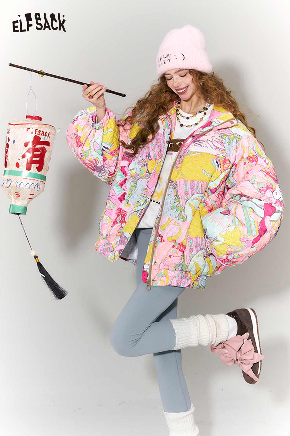 ELFSACK whimsical pony sweatshirt featuring colorful graphics and oversized fit for a playful style