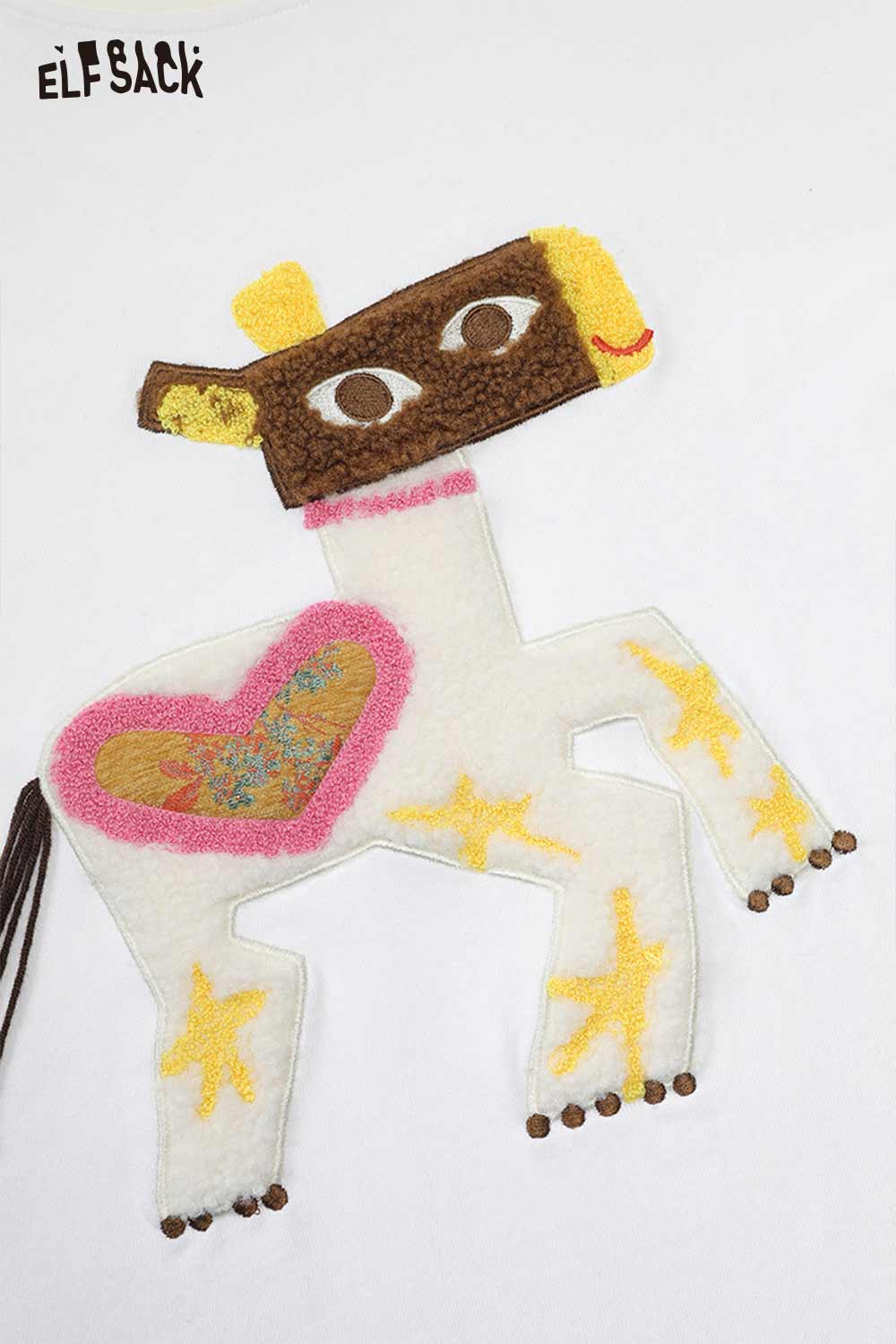 Whimsical pony sweatshirt by ELFSACK featuring colorful and playful pony design on a white background