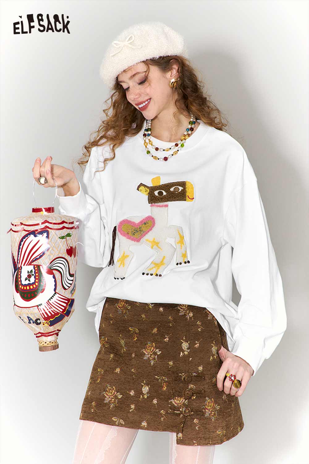 ELFSACK whimsical pony sweatshirt featuring a playful pony graphic and vibrant colors