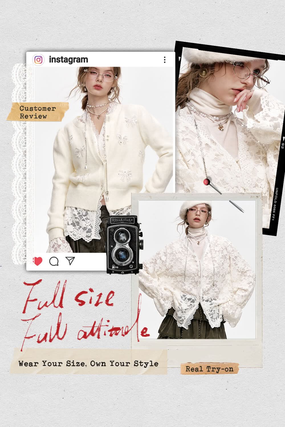 ELFSACK white lace chiffon shirt plus size featuring a delicate lace design and loose fit
