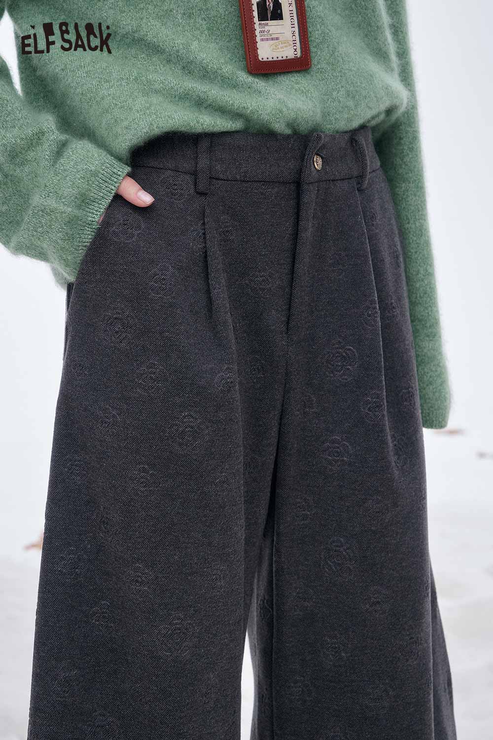 ELFSACK women's soft straight leg pants in gray with a stylish cut and comfortable fit