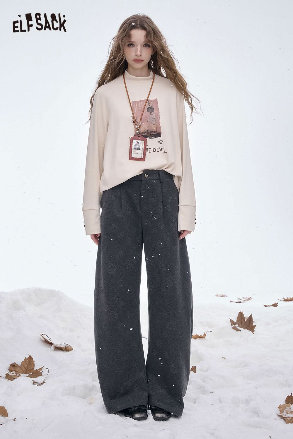 ELFSACK women's soft straight leg pants in charcoal gray, perfect for casual winter outfits