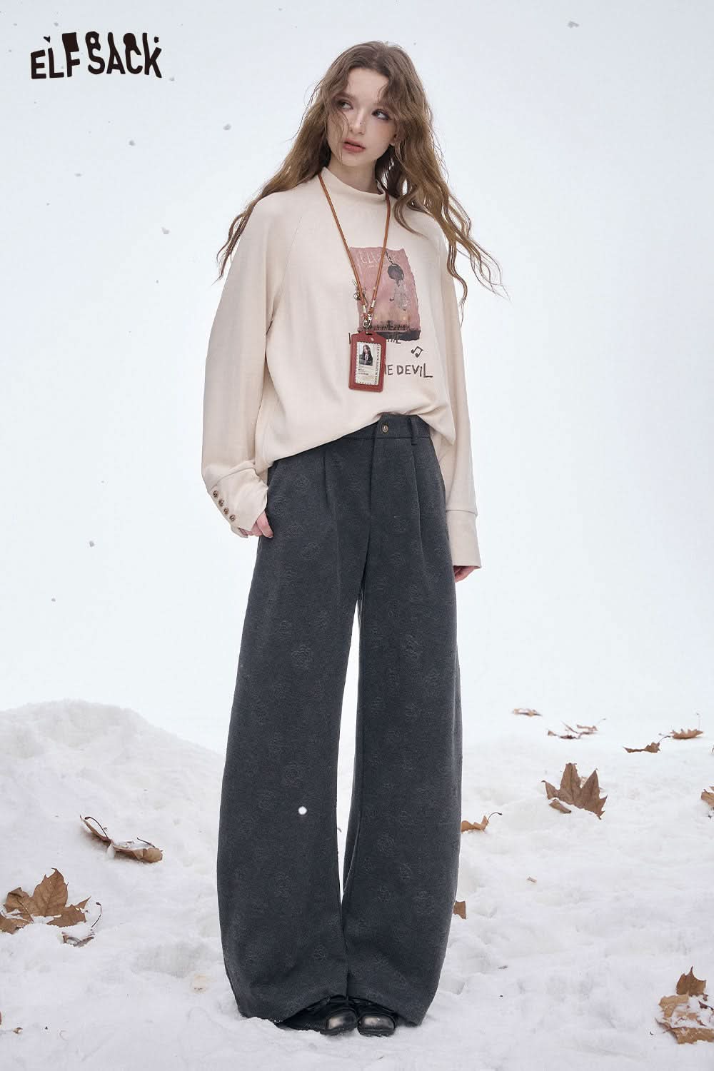 ELFSACK women's soft straight leg pants in dark gray for a stylish and comfortable look