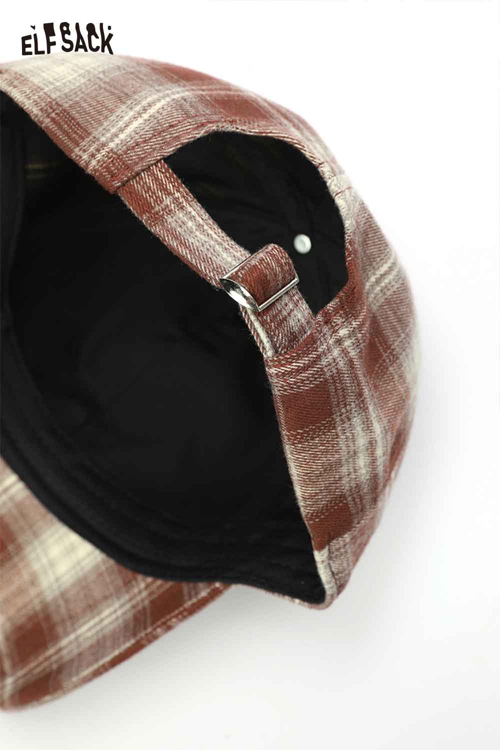 ELFSACK women's checkered baseball cap with adjustable strap for stylish outdoor wear