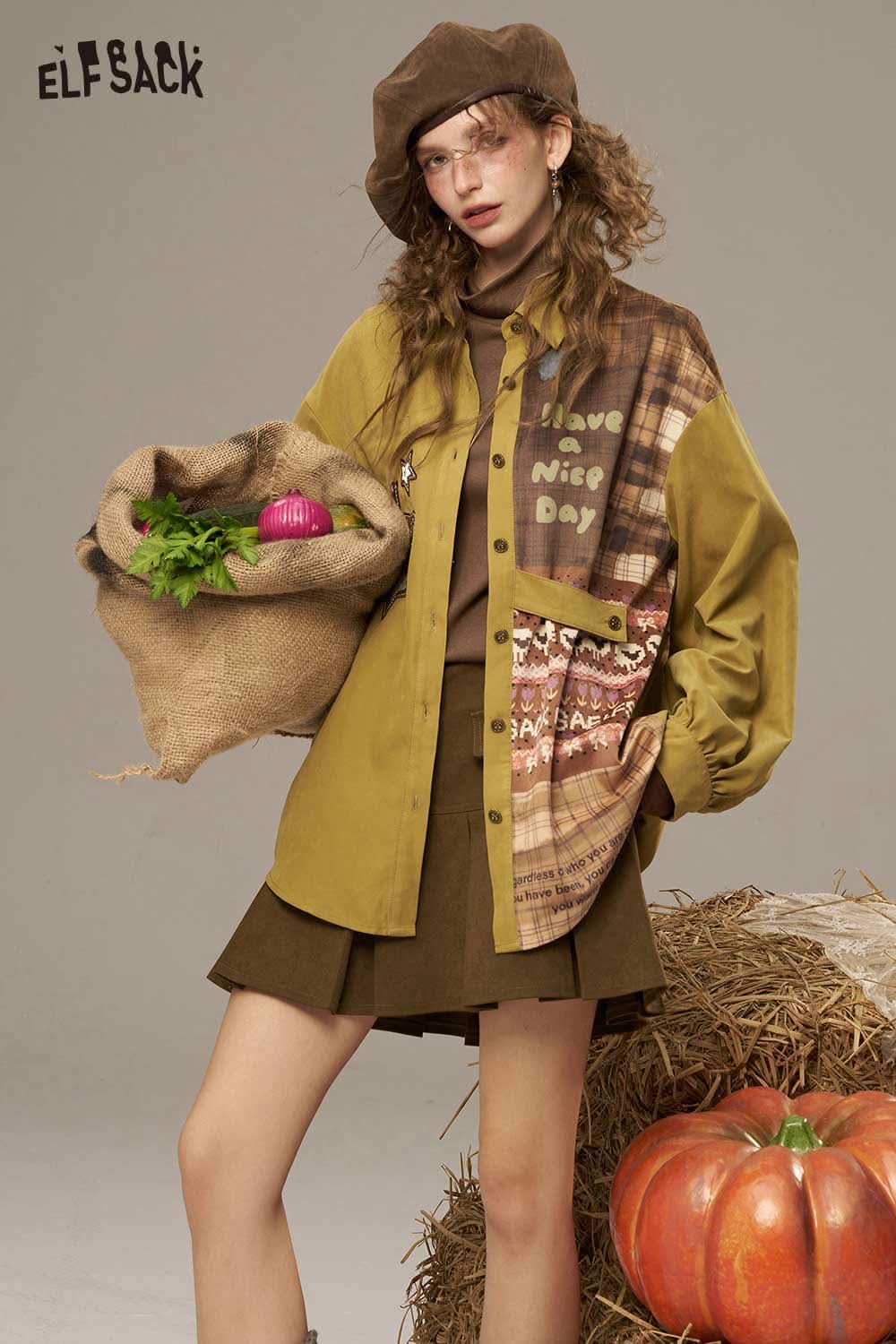 ELFSACK women's cozy turtleneck sweater styled with a layered outfit and accessories for a chic look