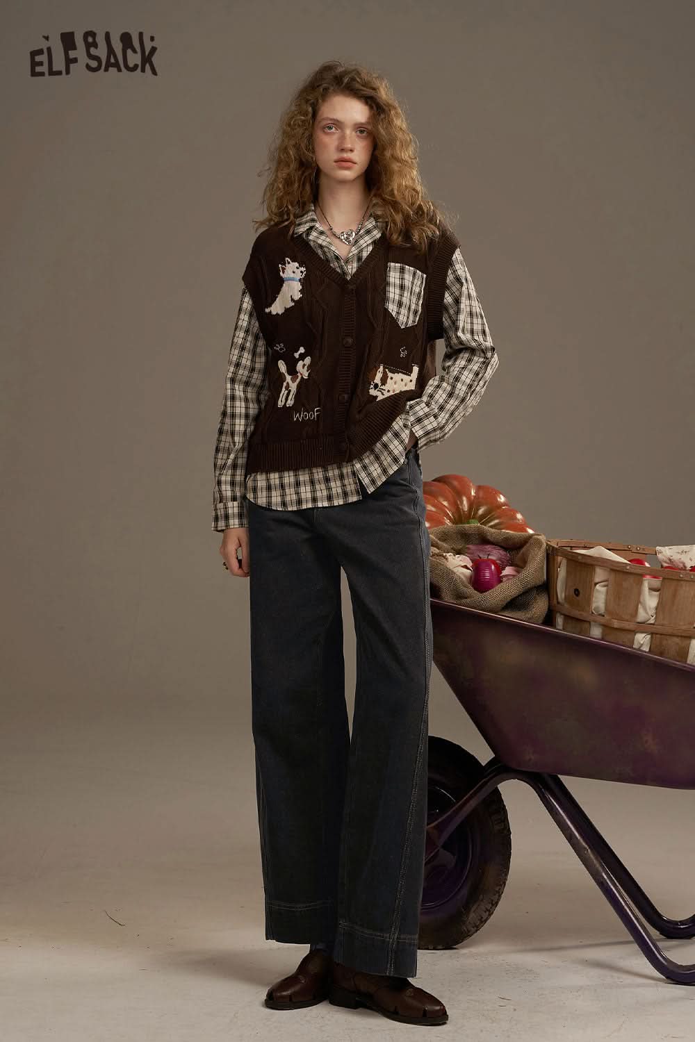 ELFSACK women's denim straight leg pants with a relaxed fit for casual and comfortable styling